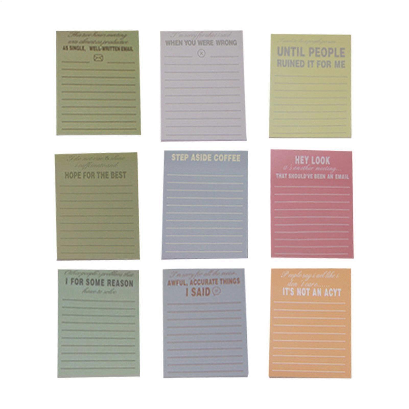 Cute Sticky Notes, 270-Sheet Sticky Note Block, 9x Rectangular Notepad, For Teachers, Women, Colleagues