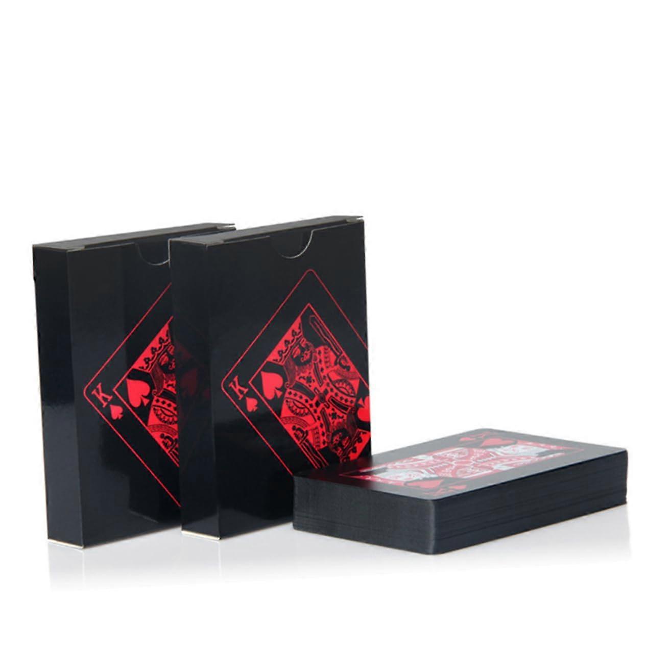 1 Set Waterproof PVC Playing Cards Creative Poker Cards Red Reusable Card Game Set for Fun Game Evenings and Parties Practical Paper Box