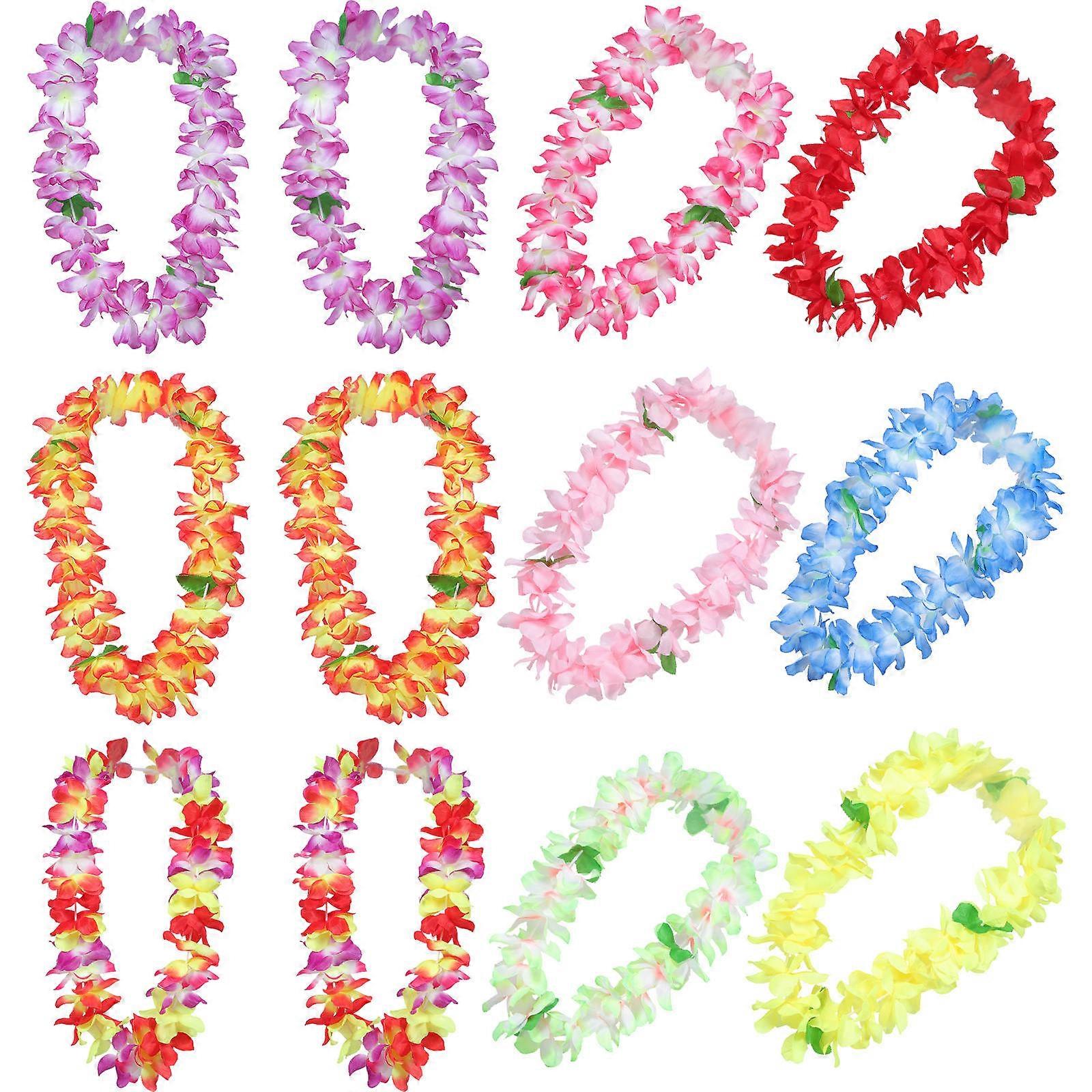 Hawaiian Luau Decorations Multicolor Plastic Petals Circumference 100cm 12Pcs