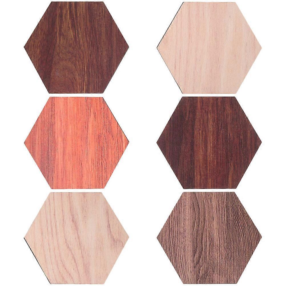 6pcs Wooden Hexagon Wall Stickers – Geometric Wood Wall Art Decor for Living Room, Bedroom or Office – Chic Wood Panel Design for Unique Home Accent