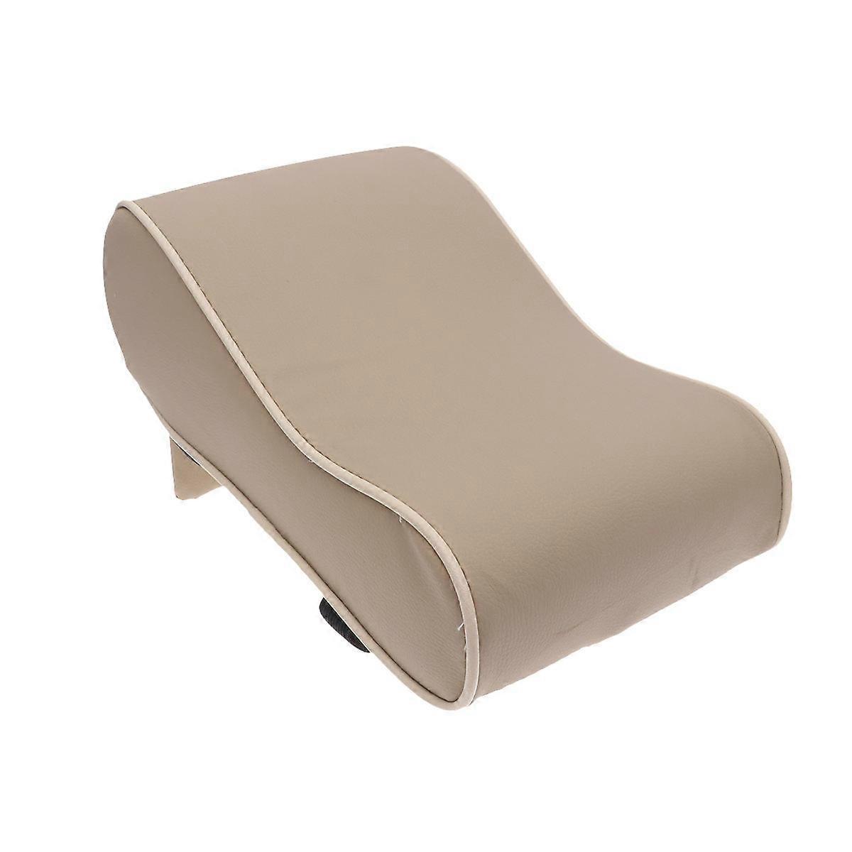 Center Console Armrest Pillow Universal Leather Car Cushion Mat Cream Coloured Scratch Resistance 1Pack