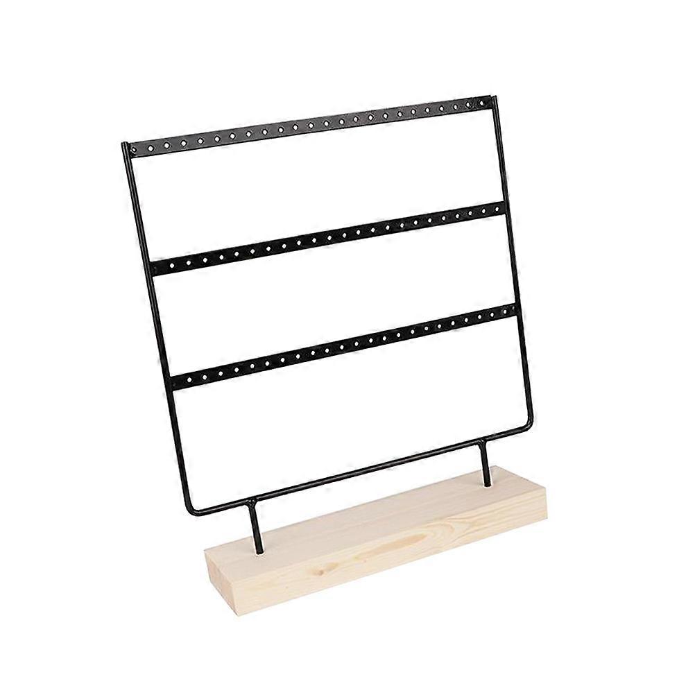 Jewelry Display Stand Earrings Rack Black Retail Store Display Iron Wood Simple Design 1Pcs
