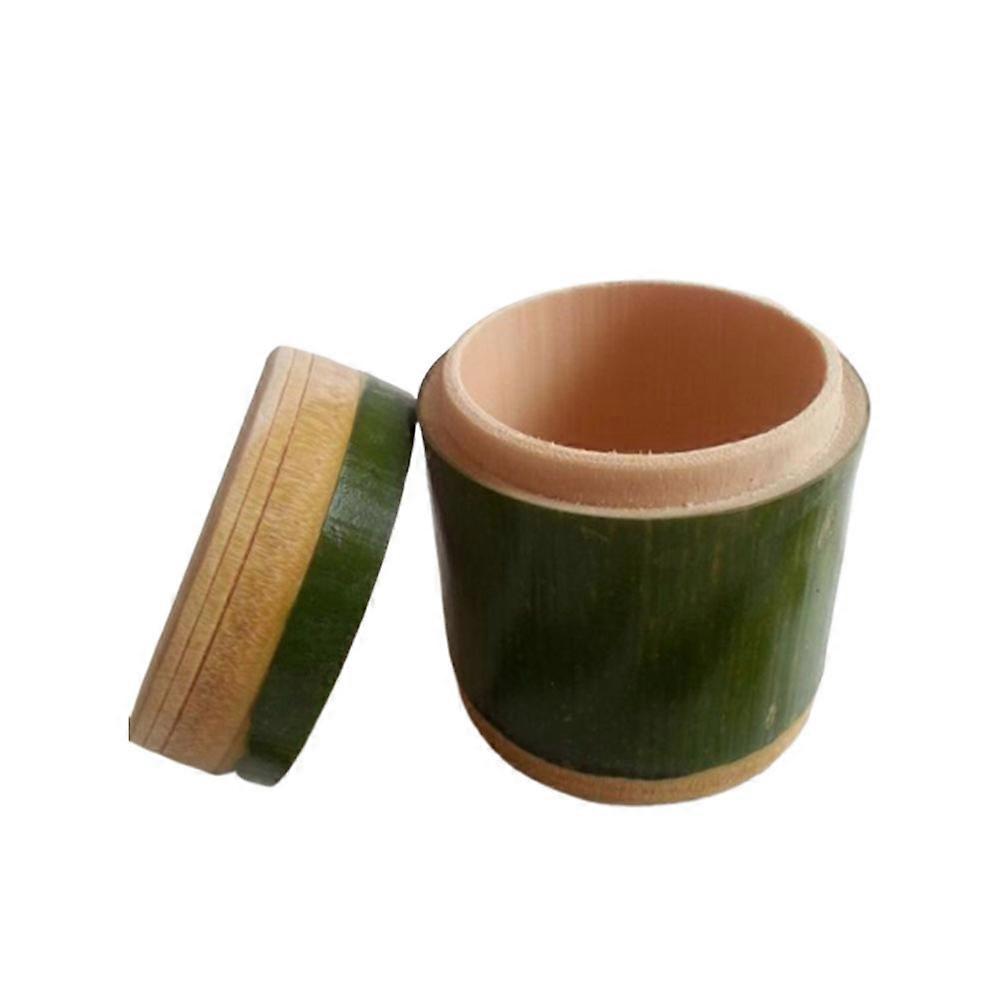 Bamboo Jars With Lids Food Storage Containers For Home Kitchen Use Outer Diameter 7 8Cm Height 10Cm 1Pack