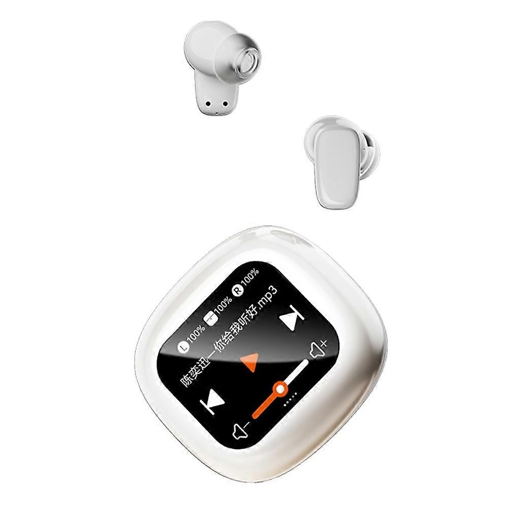 S09 Wireless Earbuds with Full Color Touch Screen Charging Case Noise Cancellation Bluetooth-compatible Headphones White