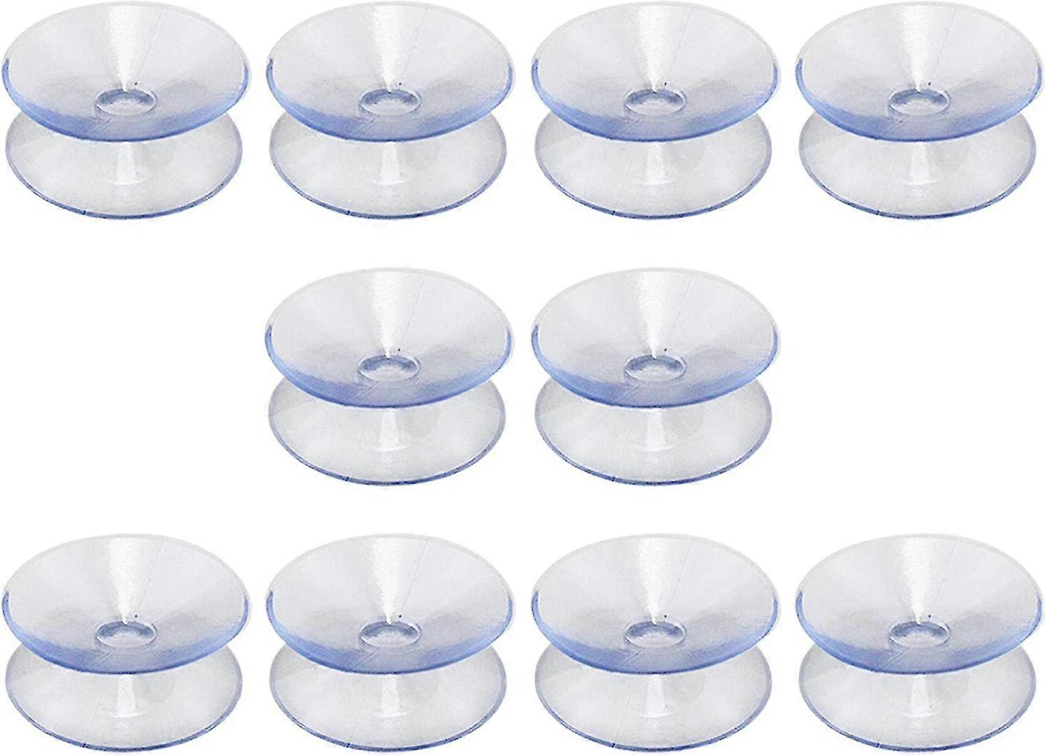 10 Pack Double Sided Silicone Rubber Suction Cups for Table Tops, Clear Suction Cup without Hooks, Compatible with Glass Top, Size: 35mm Edition 0715