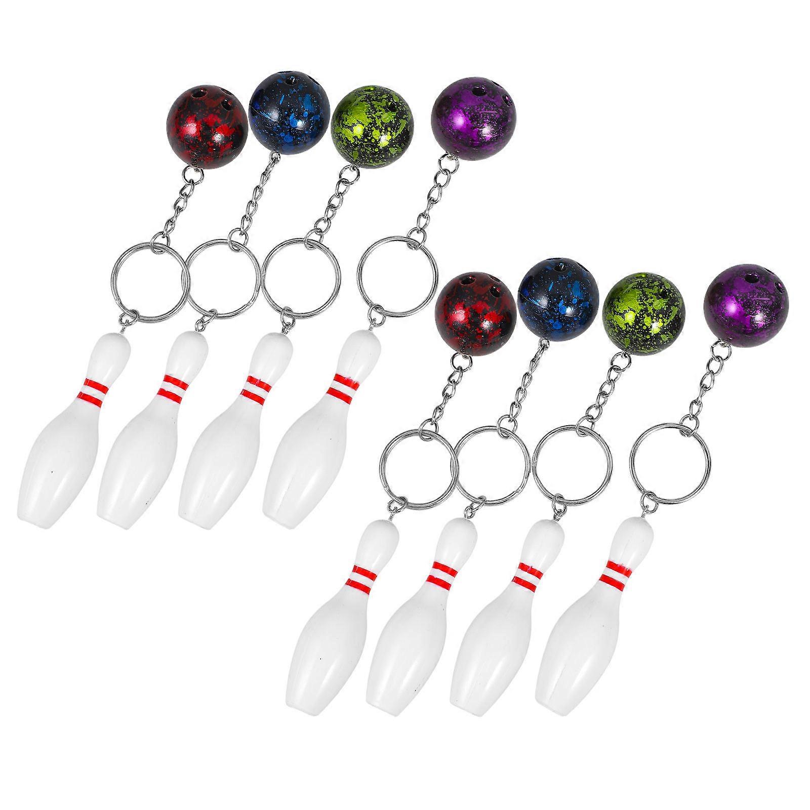 Assorted Color Plastic Pendant Keychain Set for Decor Creative Design Perfect Gift 8 Pcs 7x3CM