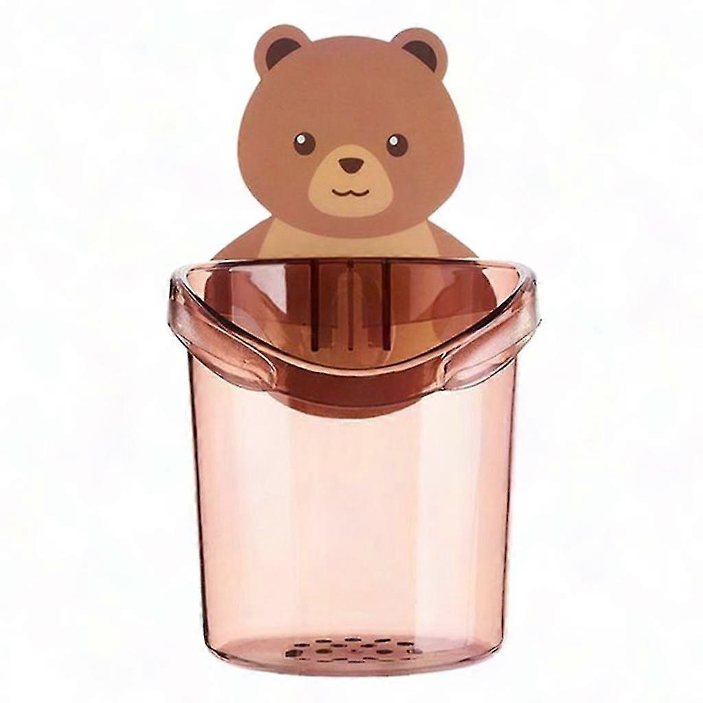 Adorable Bear Design Wall-Mounted Cup Dryer - Durable Plastic Storage Shelf Bracket