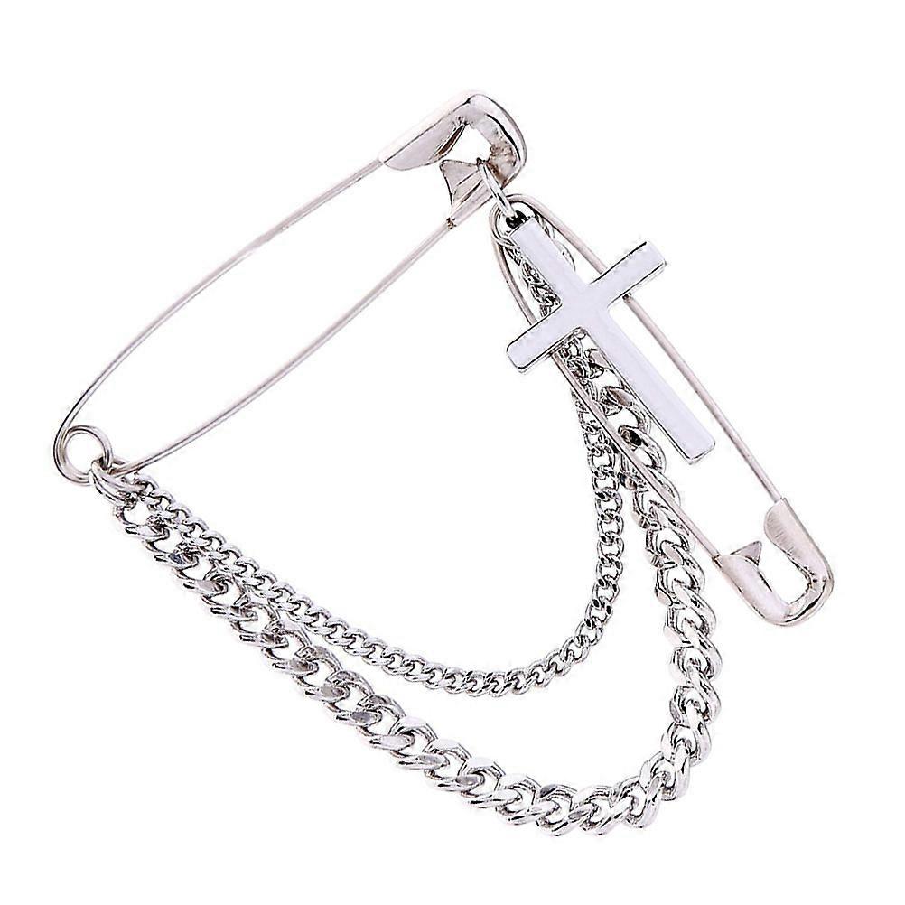 Creative Cross Brooch Vintage Religious Accessory Silver 5.2*5.2cm 1Pcs