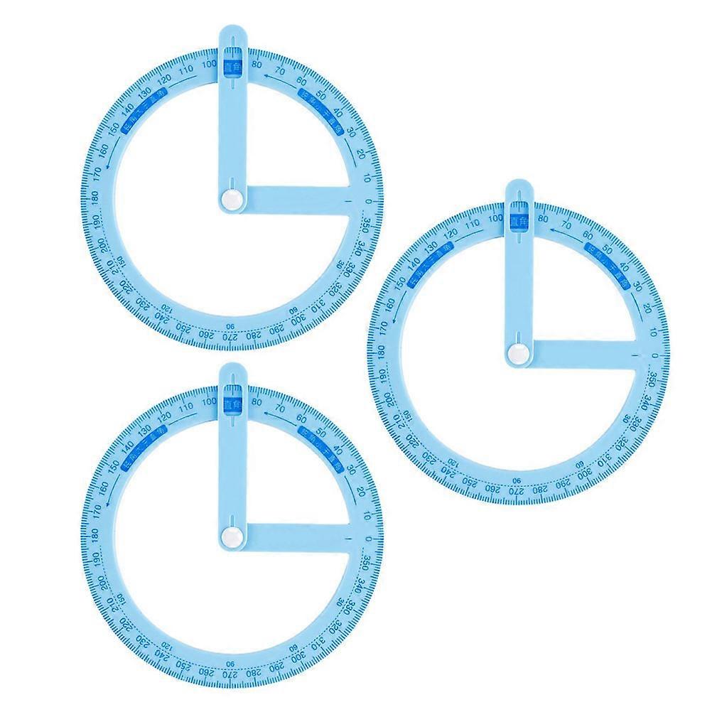 3Pcs 360 Degree Protractor Set for Pupils Angle Learning Clock Shaped Design