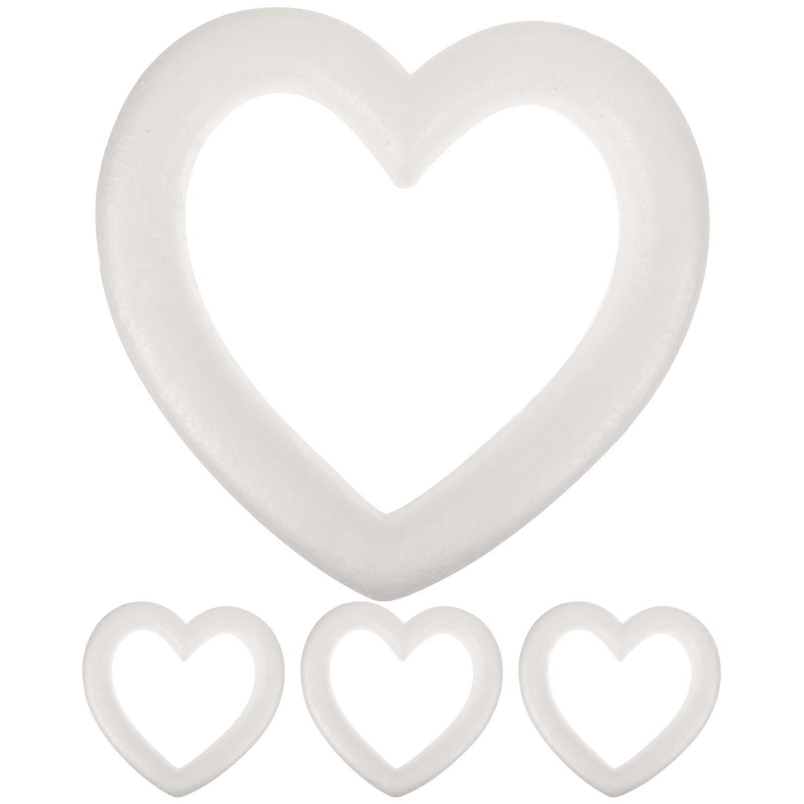 Christmas Heart Ornaments Craft Foam Wreath Heart Shape: 4pcs Foam Heart Wreath Polystyrene Foam Rings For Diy Craft Wedding Wreath Floral Arranging