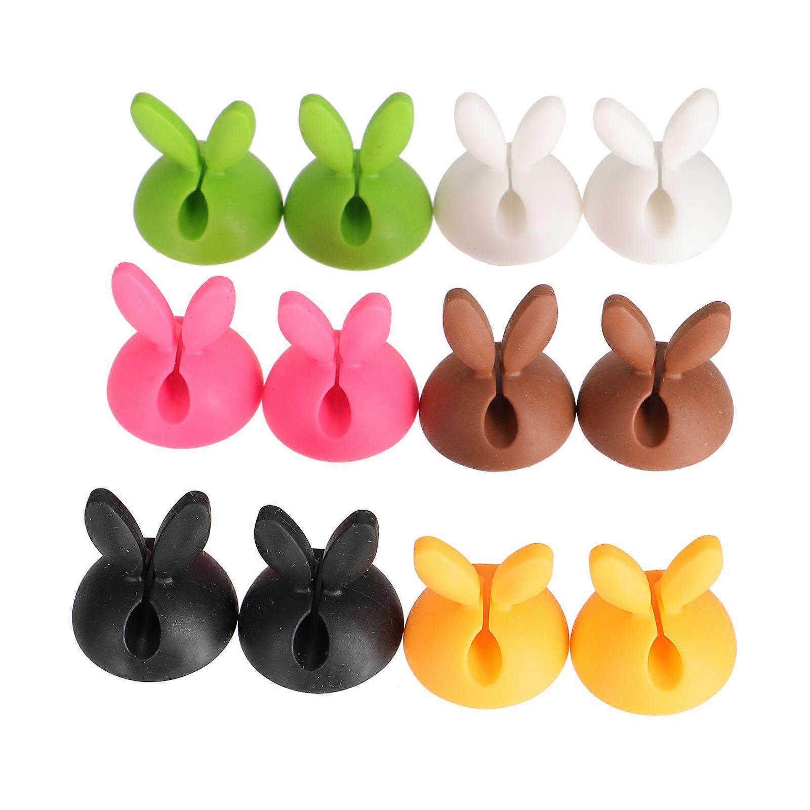 12PCS Bunny Cable Holders Practical Organizer for Wires, USB Cords & Earphones, Easy Install, Smooth Surface for Home, Office & Party Use