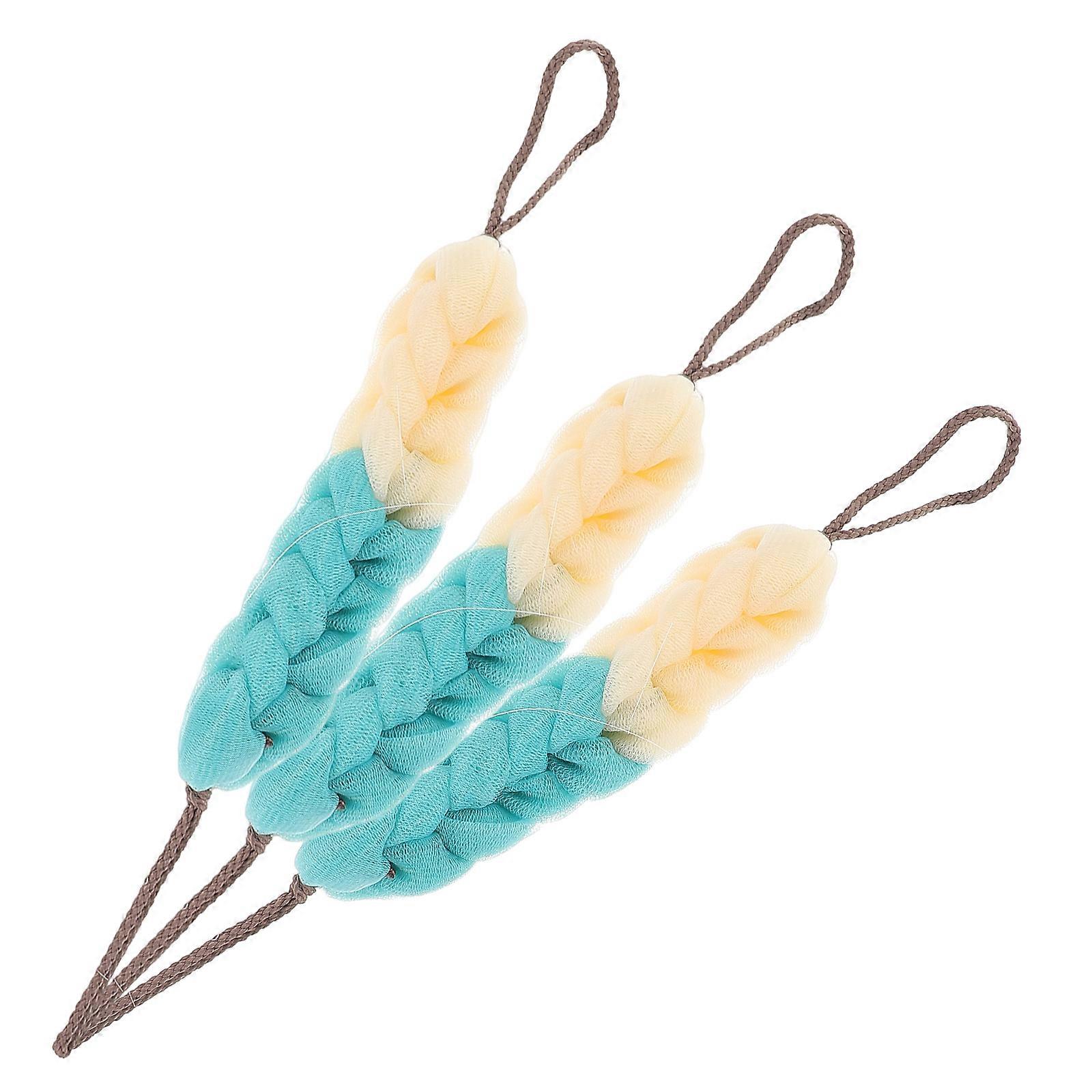 Exfoliating Scrubber Set with Mesh Sponge Bath Loofah Rope Handle Gentle Bath Towel for Women, Men, Students