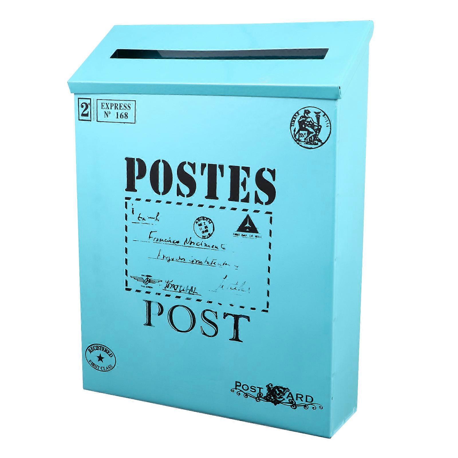 Rustic Iron Wall Mounted Newspaper Box with Hanging Hooks for Home Decor and Photo Props