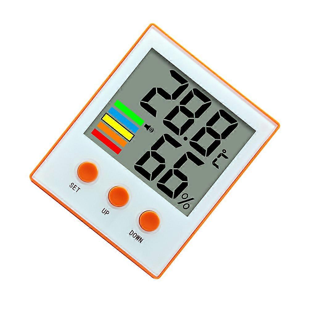 Temperature Sensing Alarm Digital Hygrometer Orange ABS Material Rectangular Shape 1Set