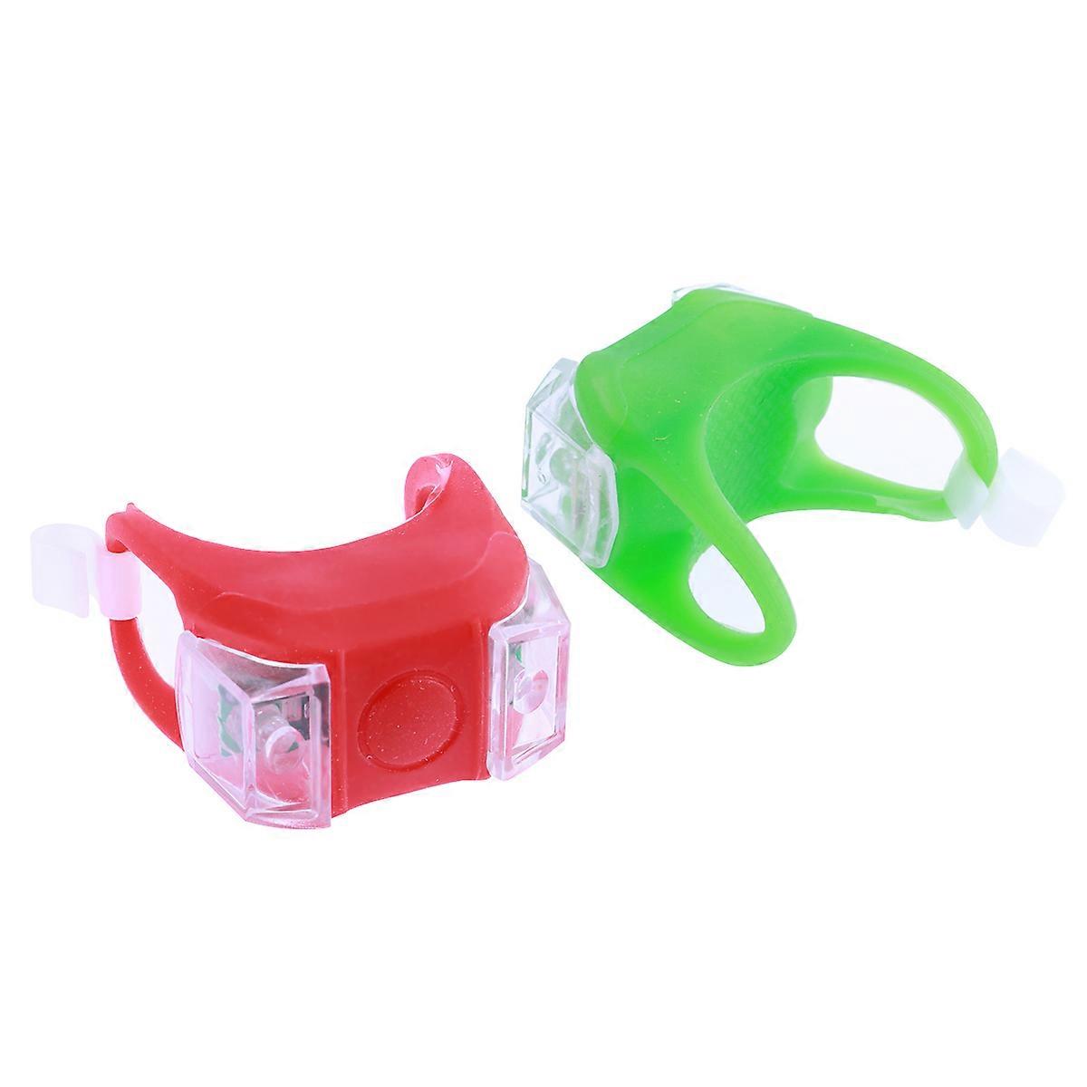 LED Bike Lights Set of 2 with Red/Green Silicone Covers – High Brightness Front & Rear Cycling Safety Lights with Flash Modes and Shockproof Design