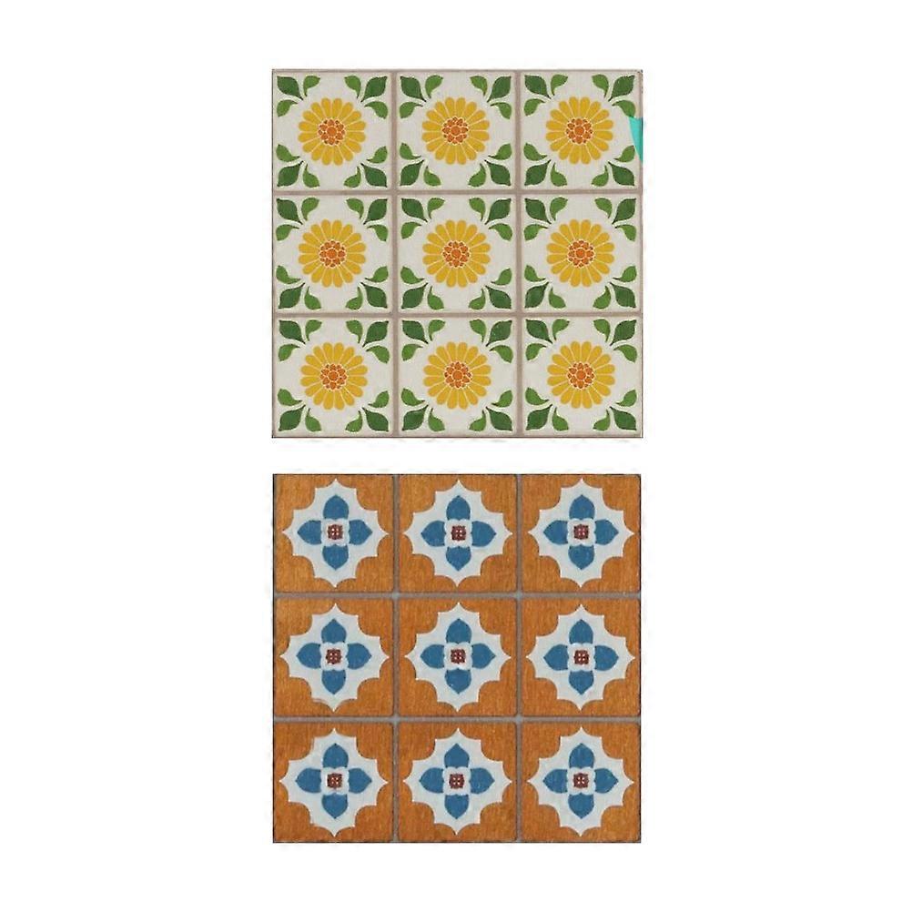 Mini Floor Dollhouse Tile Mini Floorboard Models Decorative Sewing Room Decor Square 9X9X0.6cm 2Set