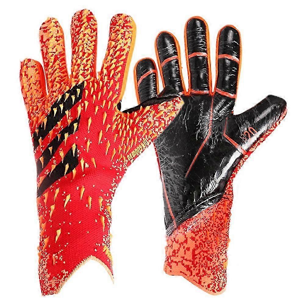 1 Pair Professional Goalkeeper Gloves Striped Pattern Breathable 3D Mesh Sports MittensOrange Size 8