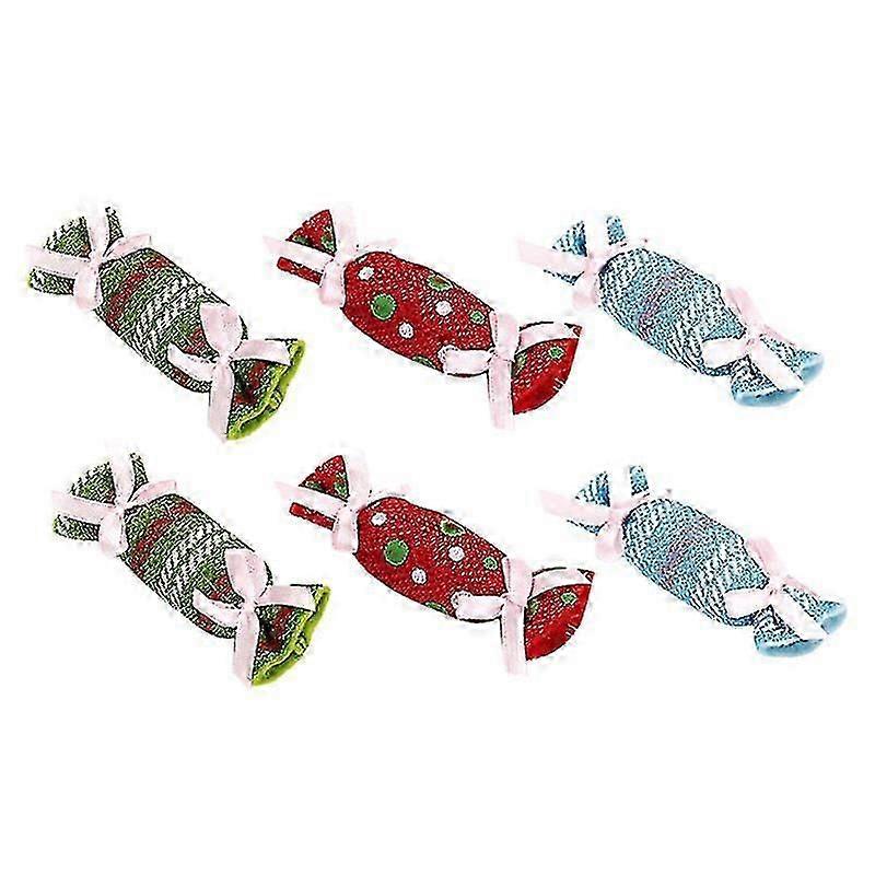 6pcs creative cat toys christmas themed cat colorful candy kitten playing teaser (random style)