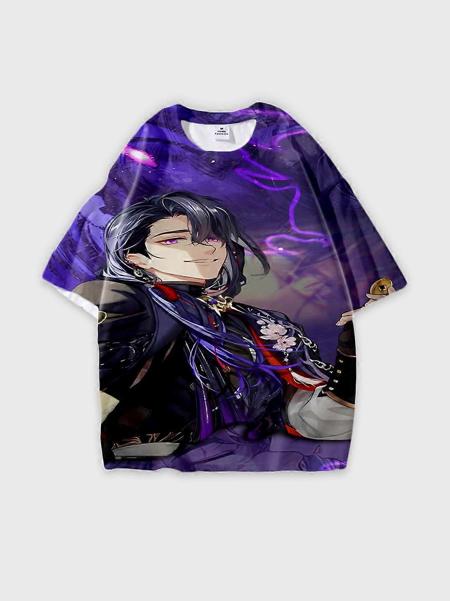 T-shirt round neck Role Pattern loose short sleeve E3742