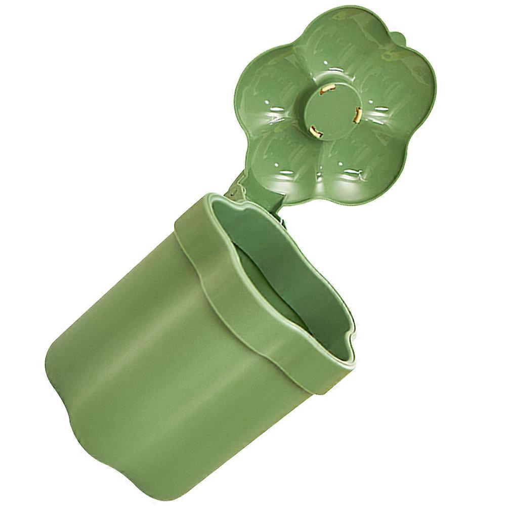 Green Flower Shaped Trash Bin ABS Material Convenient Wastebasket for Home and Office Storage 3.5L