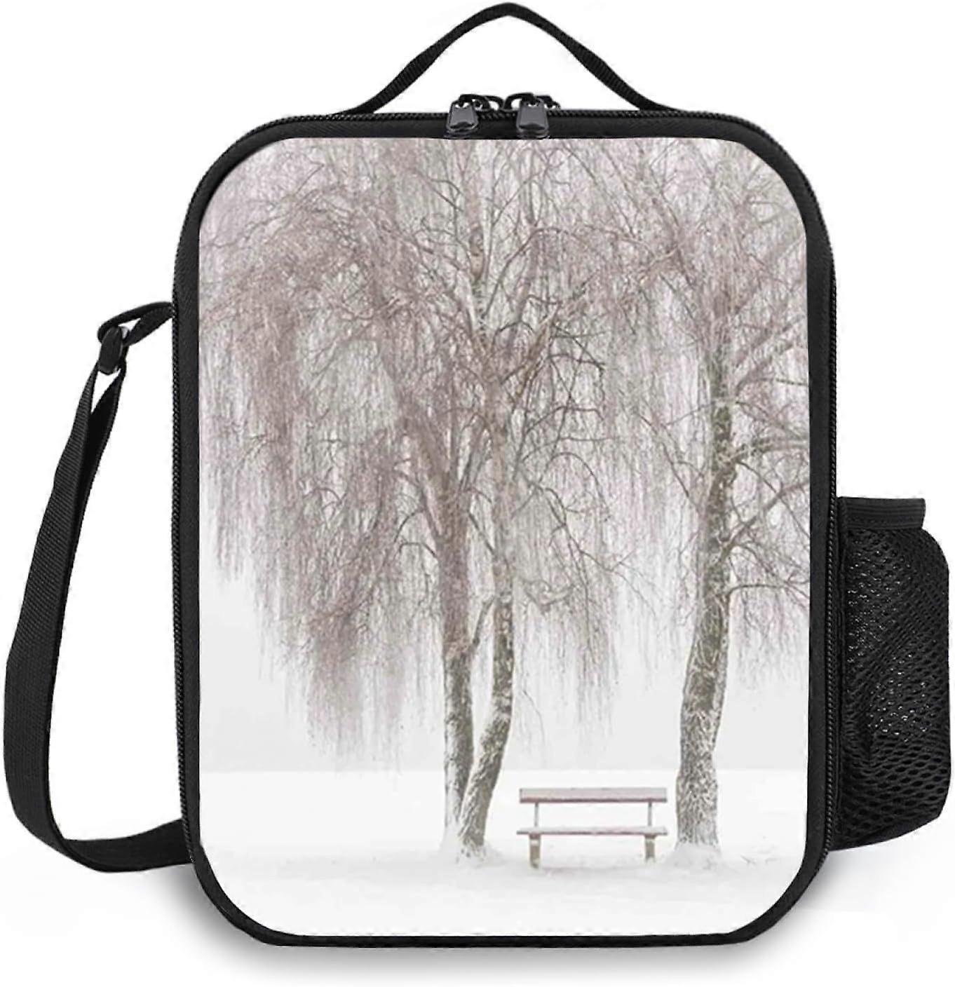 حقيبة غداء شتوية معزولة صندوق غداء ، قمة شجرة عن قرب متعرجات ، حقيبة غداء معزولة متينة قابلة لإعادة الاستخدام حقيبة غداء صندوق غداء للرجال البالغين والنساء ، لؤلؤة-BSUM7