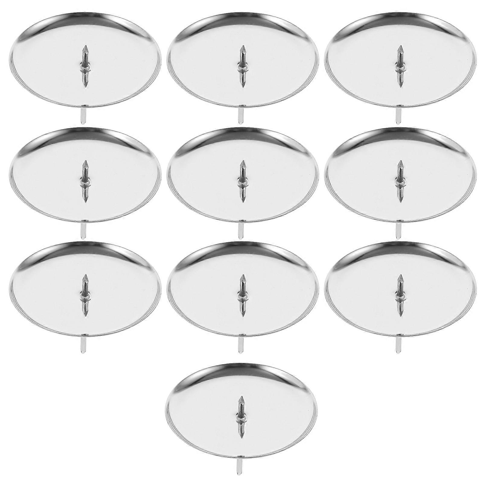 Elegant Silver Iron Candle Plate Set of 10 for Holiday Decor Ideal for Parties and Gatherings 6cm