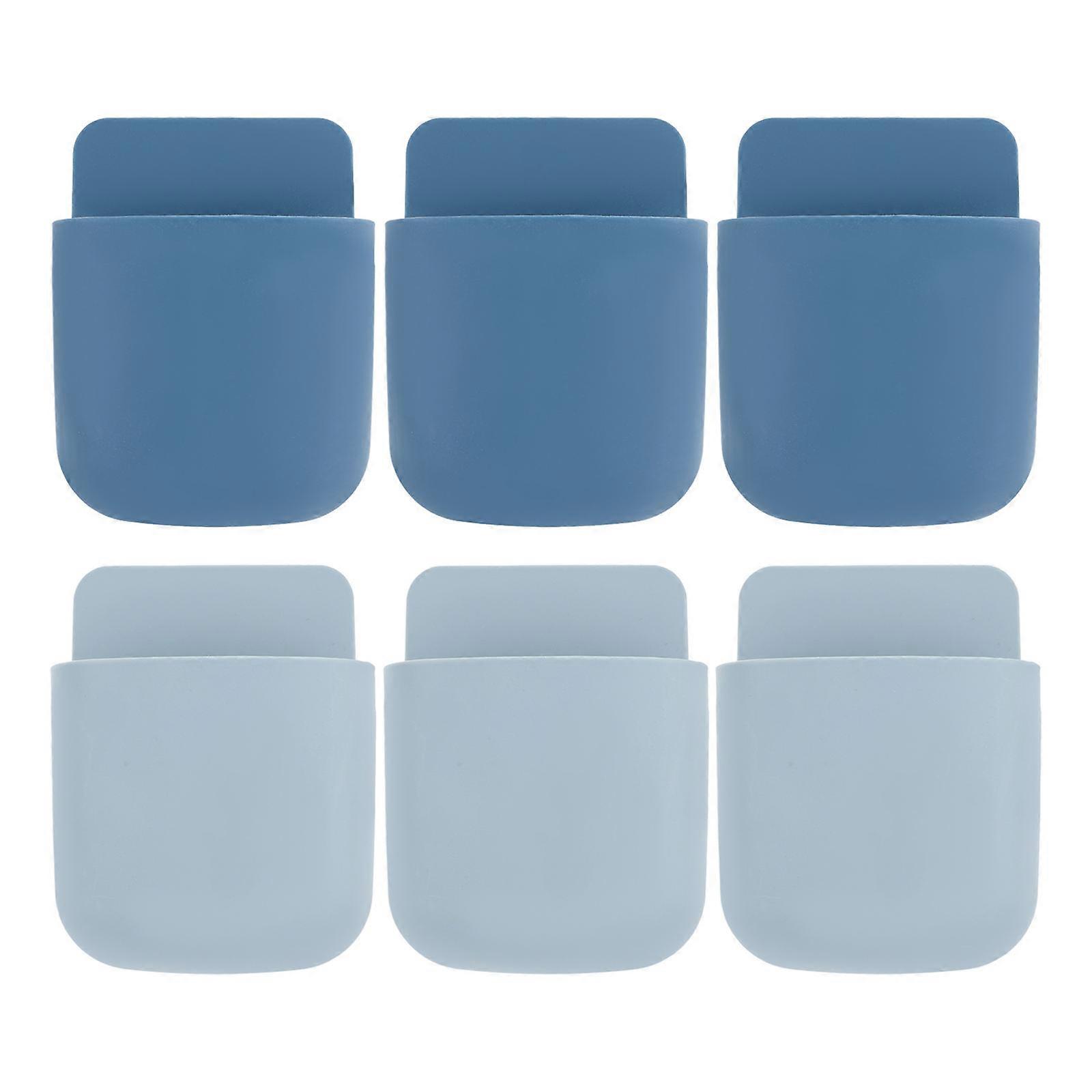 Plastic Wall Mount Shelf Brackets Phone Wall Holder Remote Controls 11.5X8X2.5CM Assorted Color Practical Organization 6 Pcs