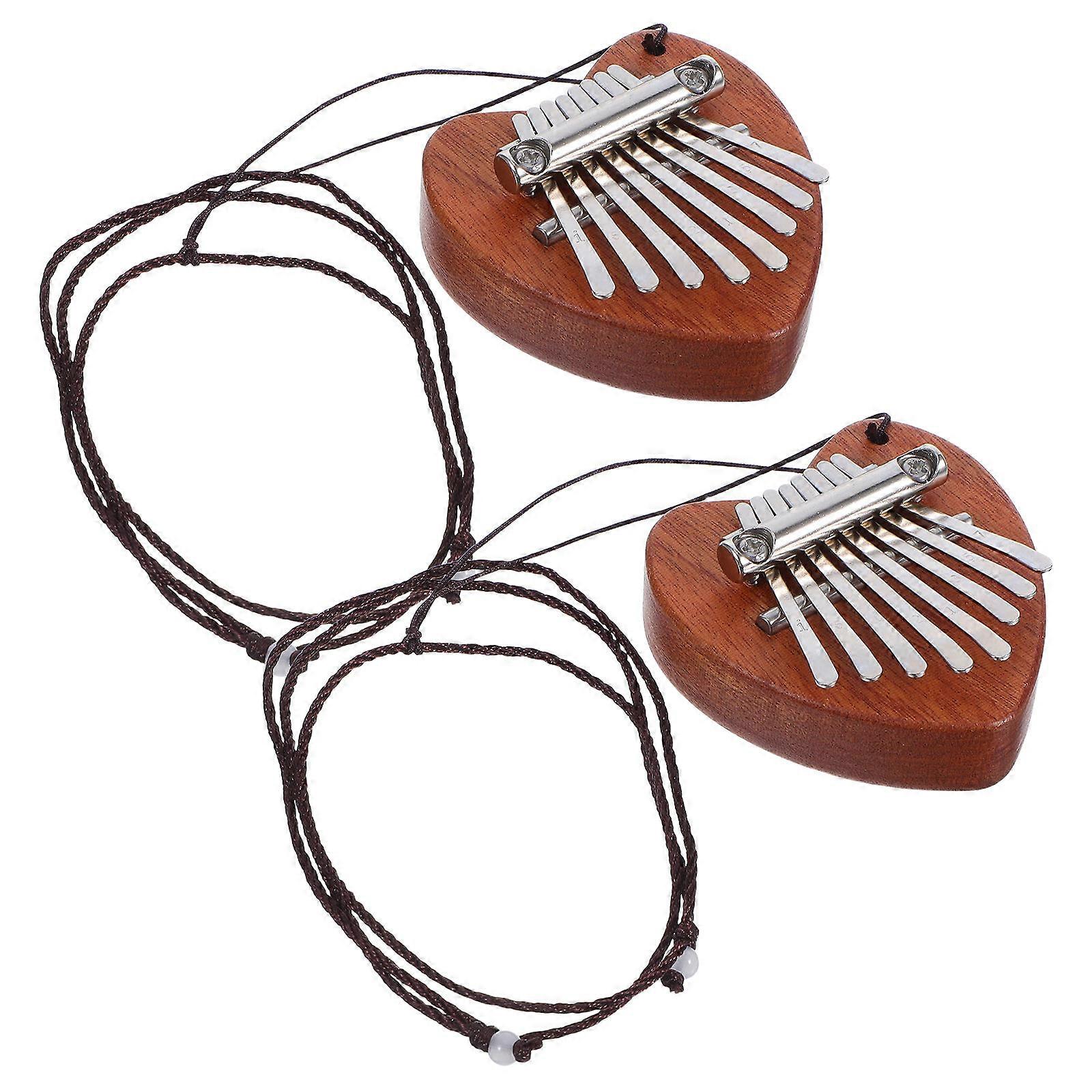 2pcs Portable Mini Kalimba Thumb Piano Tone Finger Instrument With Heart Shaped Design Beginner Friendly Musical Accessory Pendant For Music Lovers