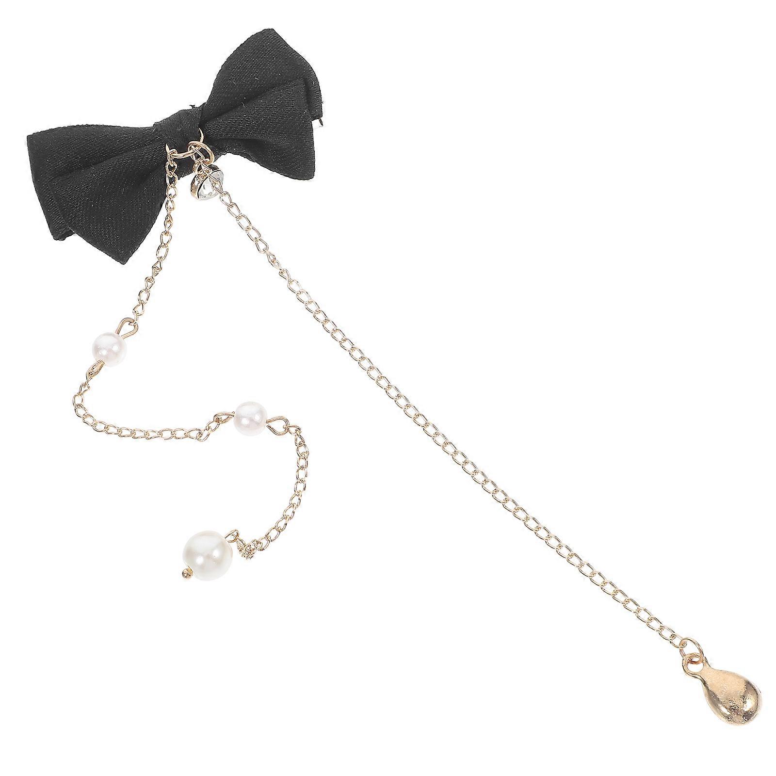 a polished and professional product description based on your input:

 

**2pcs Bowknot Hair Clip with Dangle Chain Tassel – Elegant Barrette for