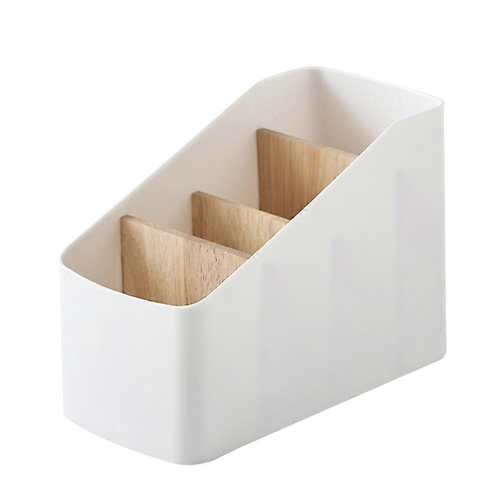 White Desktop Storage Basket with Detachable Partitions for Makeup and Cosmetics ABS Material Ideal for Home Office Use 1 Compartment Box