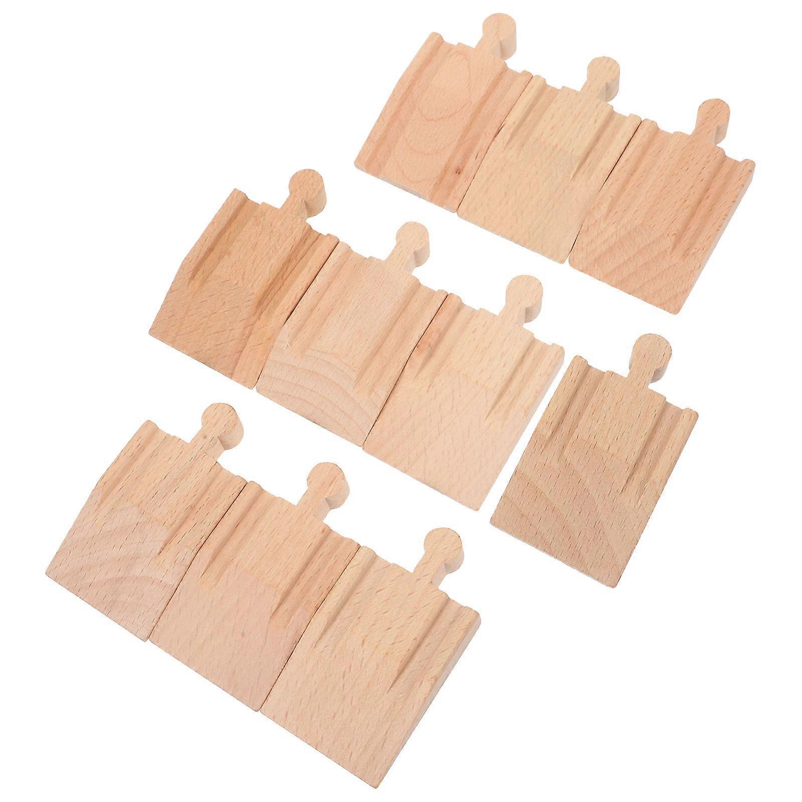 Wood Train Track Expansion Packs 10Pcs Track Adapter Child Playtime Brown Wooden Material Railway Expansion