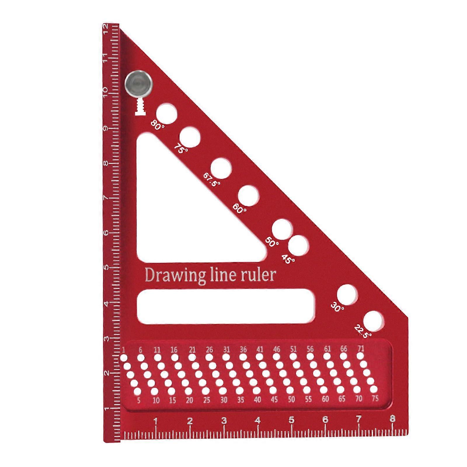 Triangular ruler, 3D woodworking, square ruler, aluminum measuring ruler, 22.5–90 degrees, protractor, carpenter's ruler