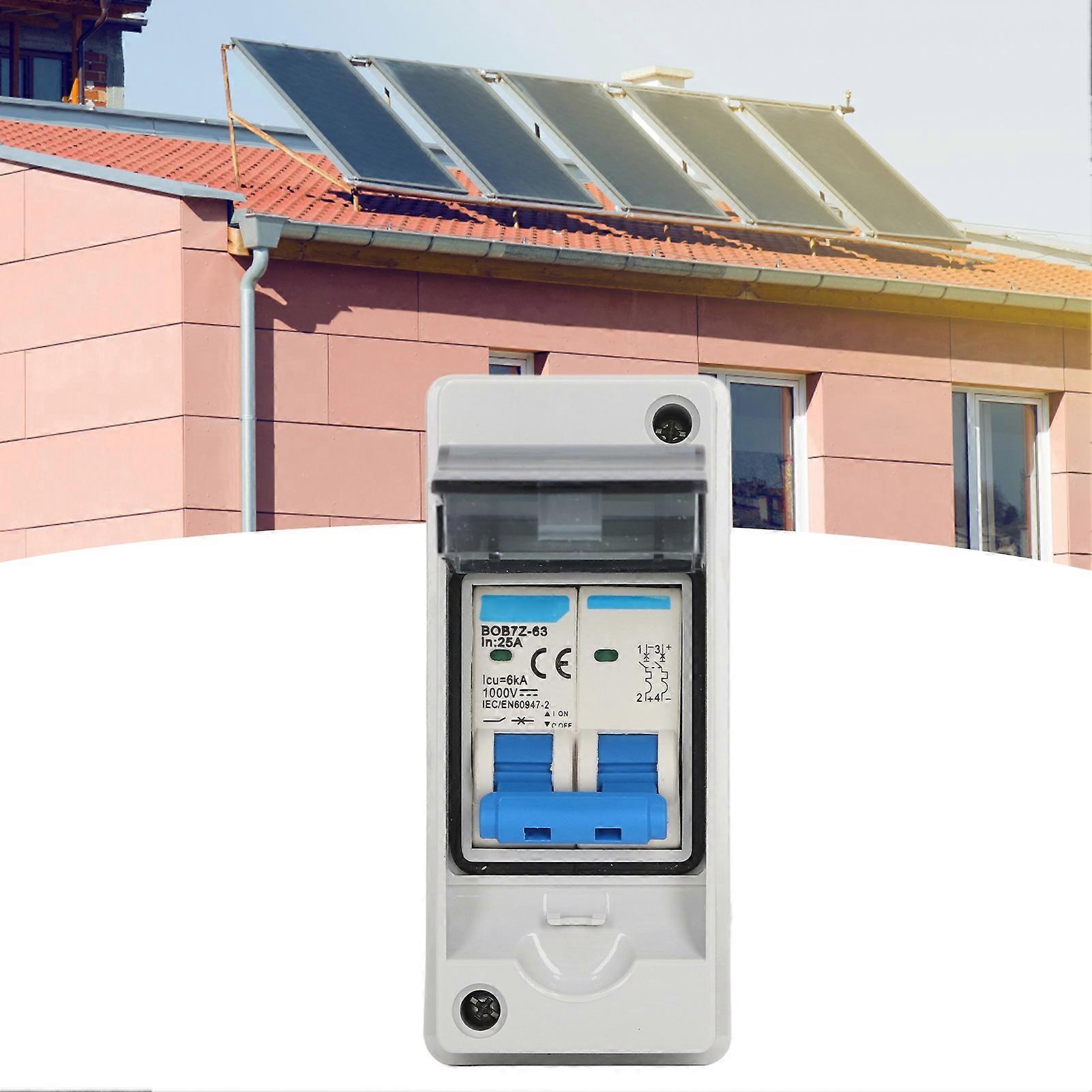 DC Disconnect Switch Lightning Protection 25A Miniature Circuit Breaker with IP65 Waterproof Distribution Box 1000V 