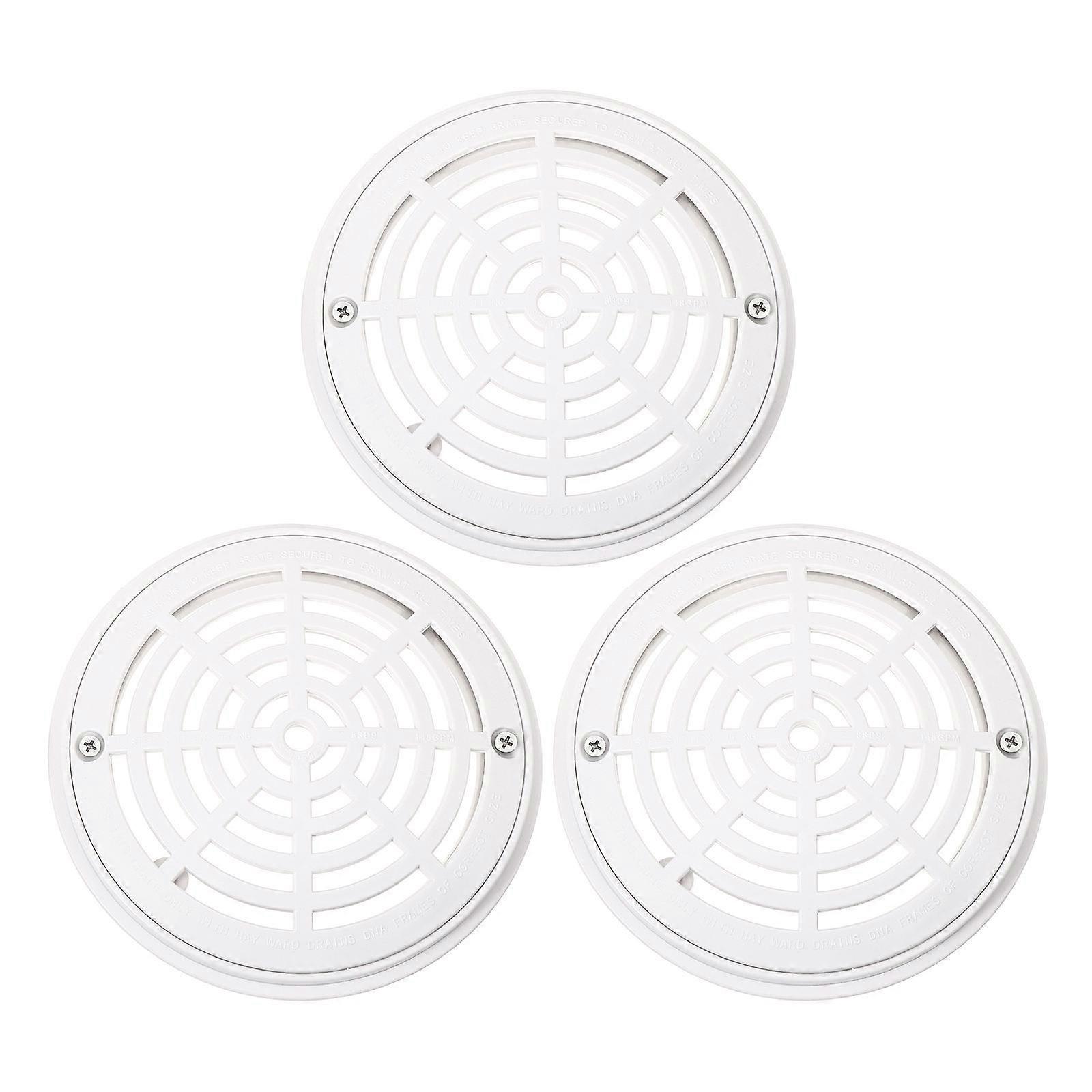 Swimming Pool Drainage Cover 3Pcs Round Base Parts For Pool Use Prevent Jam White Color 20.30X20.30X0.32CM