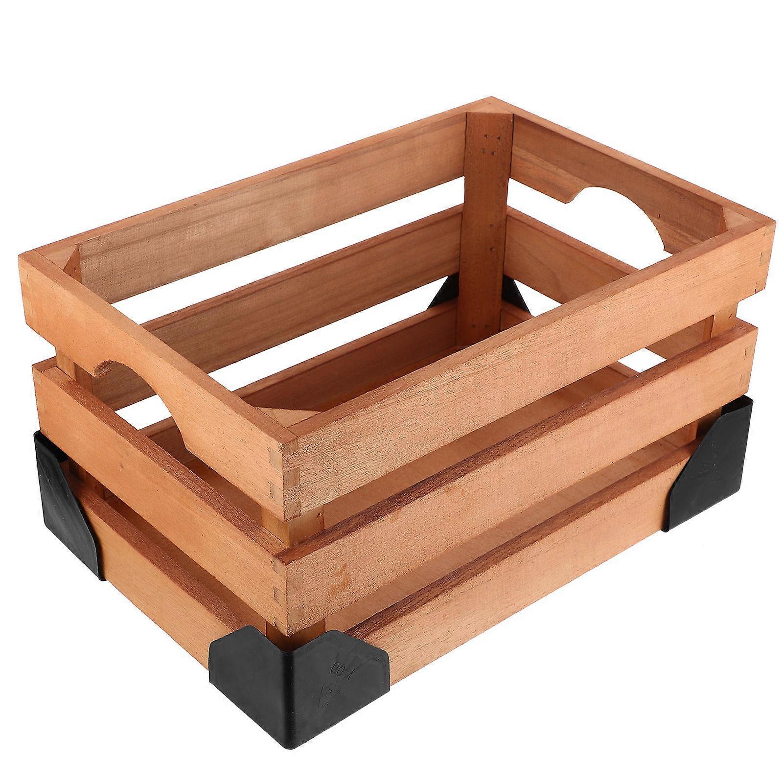 Wooden Storage Basket for Home and Supermarket Use Orange Color with Hollow Design 1 Piece