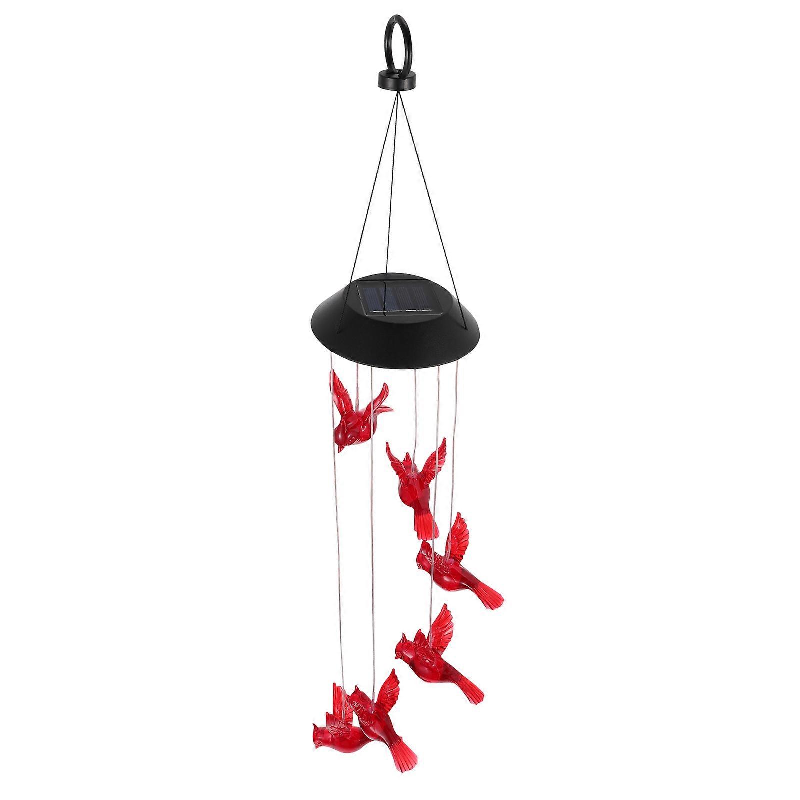 Solar Powered Wind Chime Light with Bird Decoration, Garden Ornament, Unique Hanging LED String Light for Patio and Special Occasions