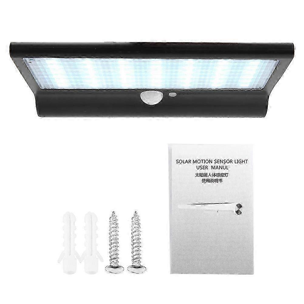 42LED Waterproof Solar Motion Sensor Light - Outdoor Garden Wall Lamp with White Light (Black) for Courtyards & Pathways