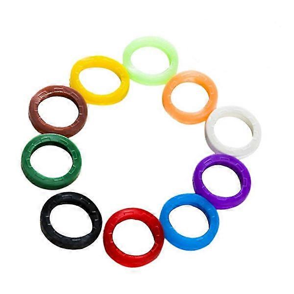 32 Pcs Bright Colored Silicone Key Caps Sleeve Ring Key Hats Elastic Key Covers Key Identifier Coding Rings (Mixed Color)