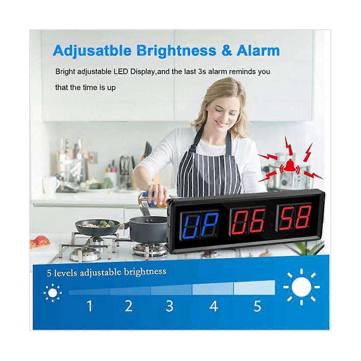 3X Gym Timer,LED Interval Timer Digital Countdown Wall Mounted Clock Fitness Timer,Digits Down/Up Cl