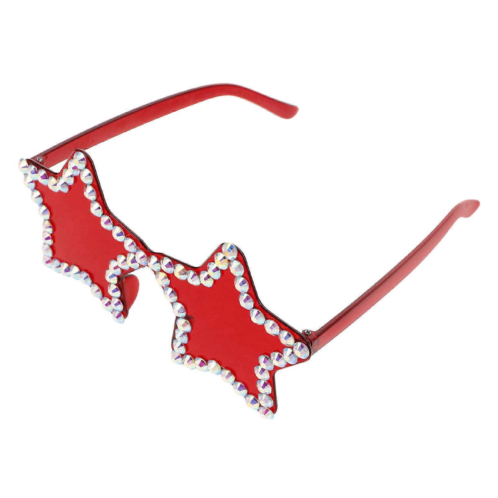 Star Shaped Sunglasses for Adults with Frameless Design Plastic Red for Party Use 7.5 Inch