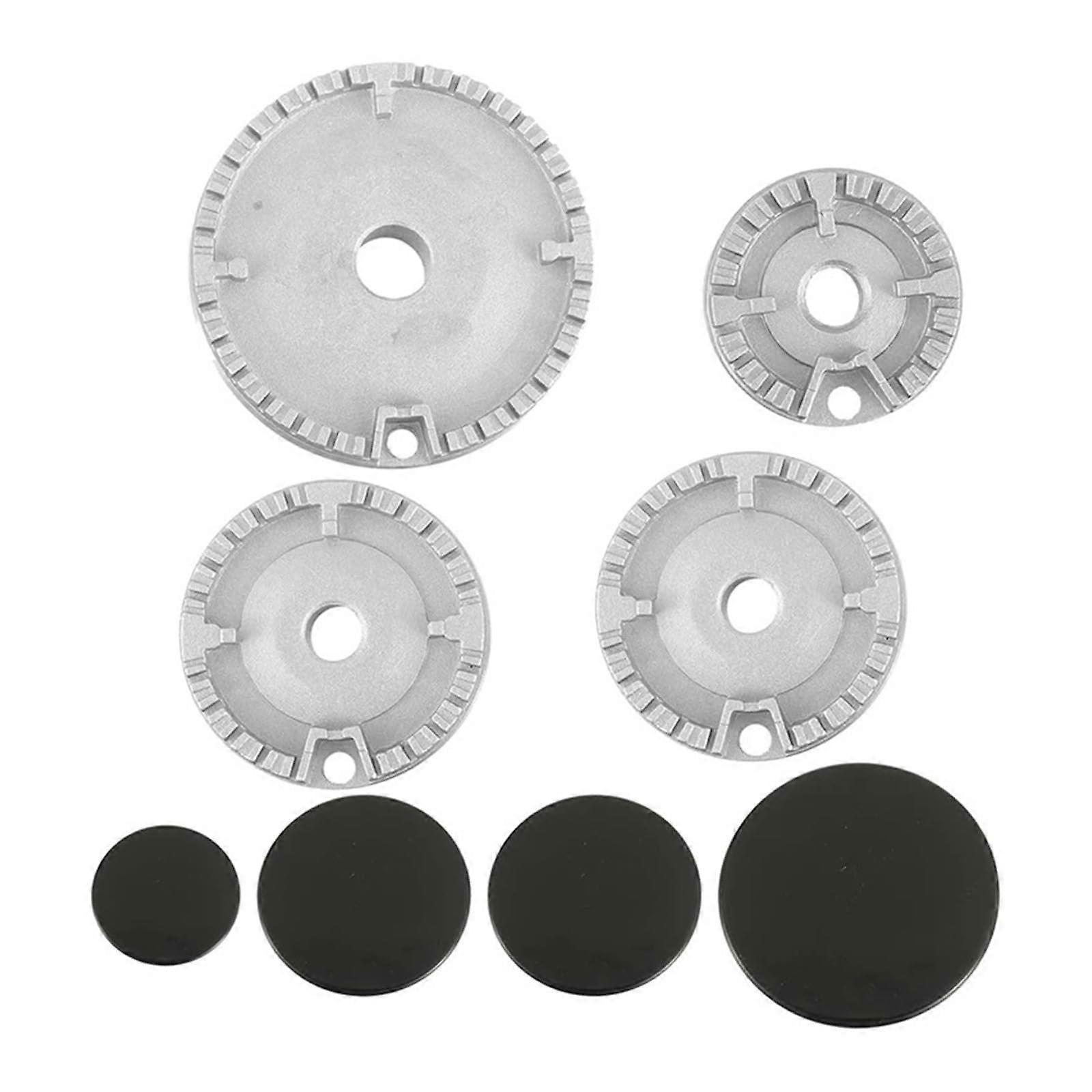 8-Piece Burner Crown and Flame Cap Set for Gas Stoves, Replacement Parts Compatible with Most Burner Heads