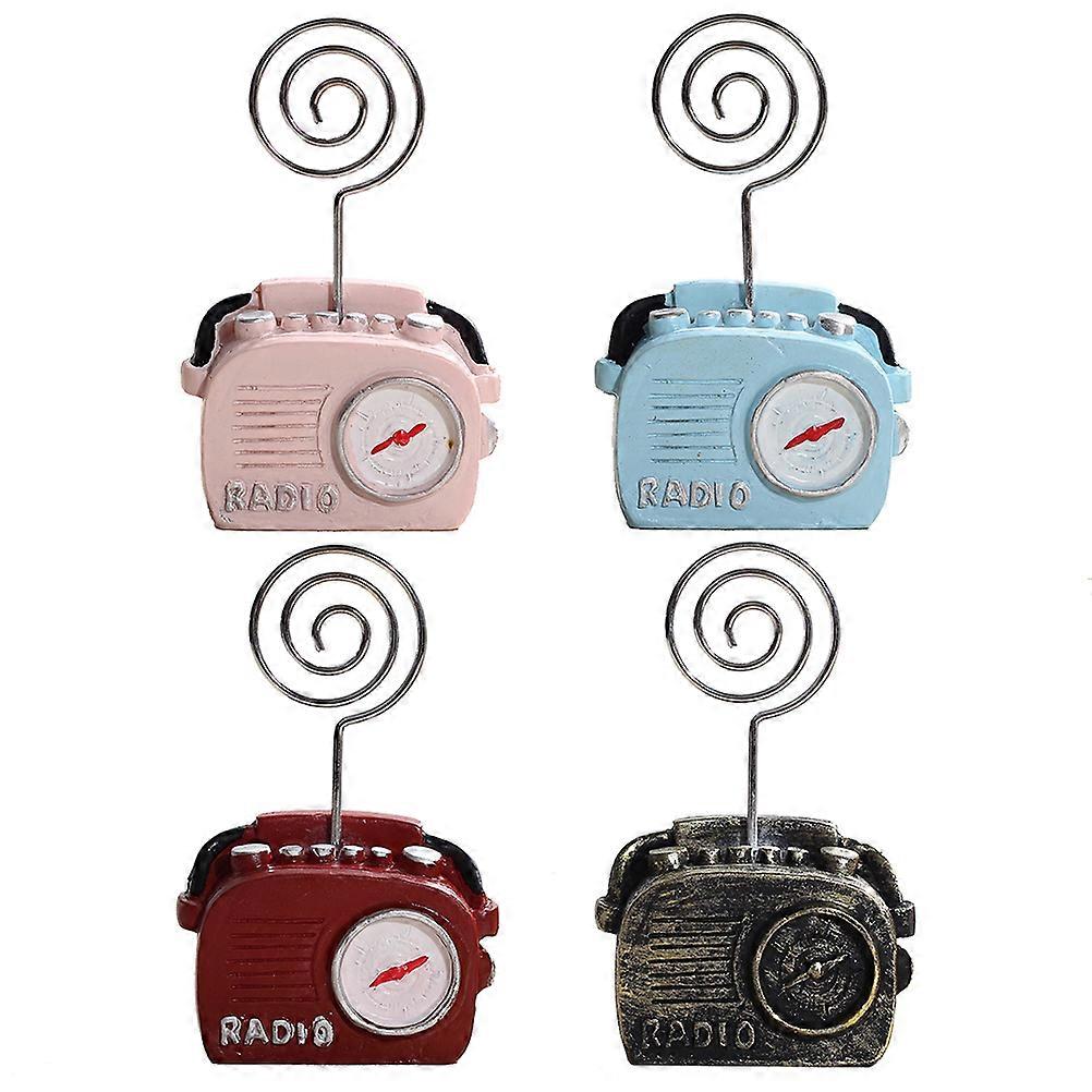 Assorted Color 4Pcs Resin Clips For Office Use Designed In Retro Phone Radio Shape Perfect For Note And Paper Holding