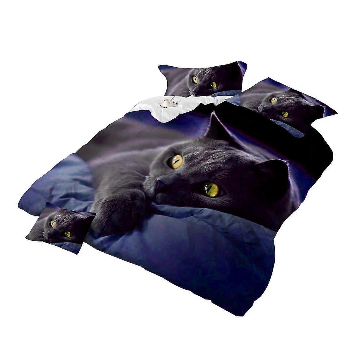 3D Digital Printing Cat Quilt Pillowcase Set For Home Use Assorted Color Dyeing Technology 4-Piece Set
