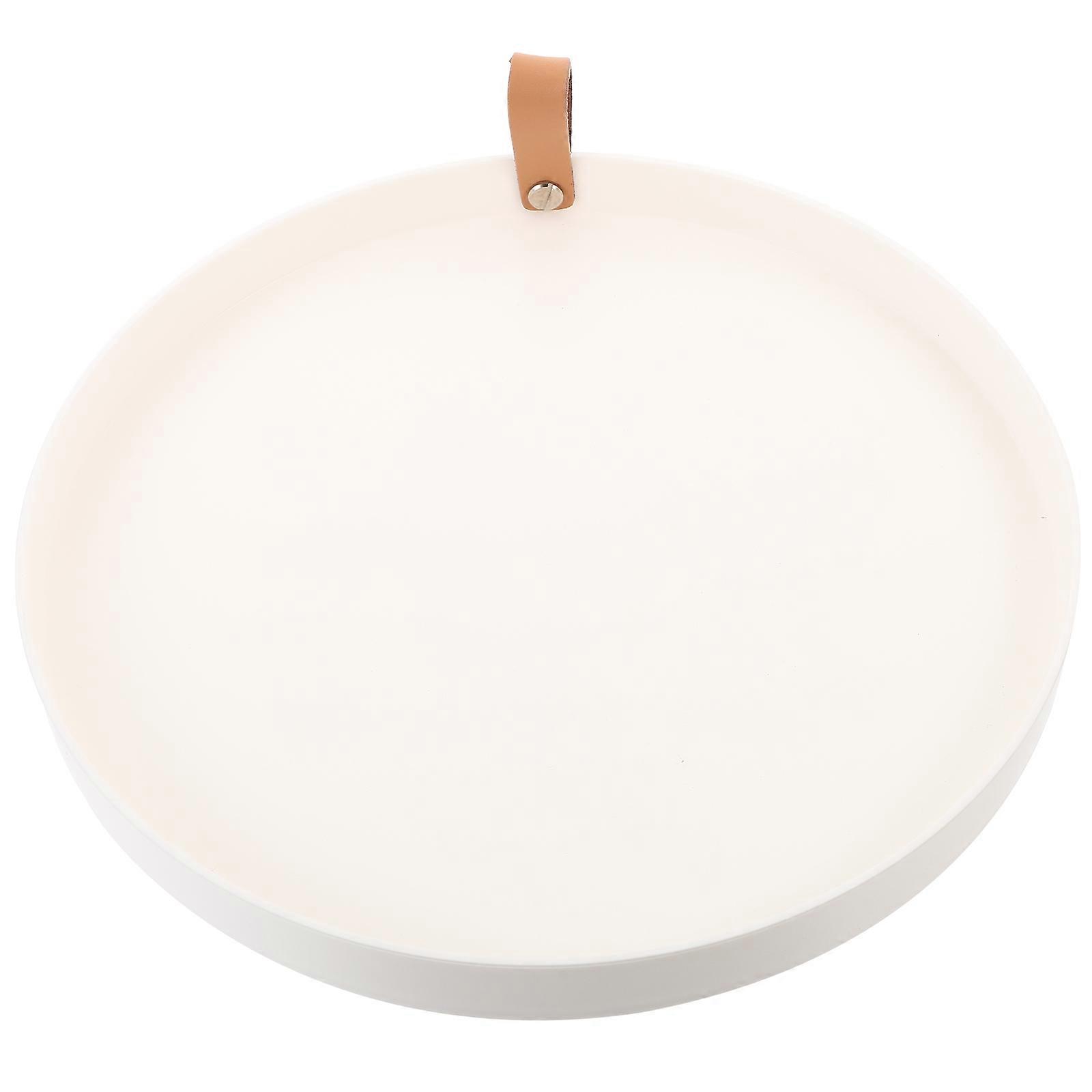 White Round Vanity Tray for Bathroom Toiletries Storage and Decorative Use Sturdy Plastic 7.5 Inches
