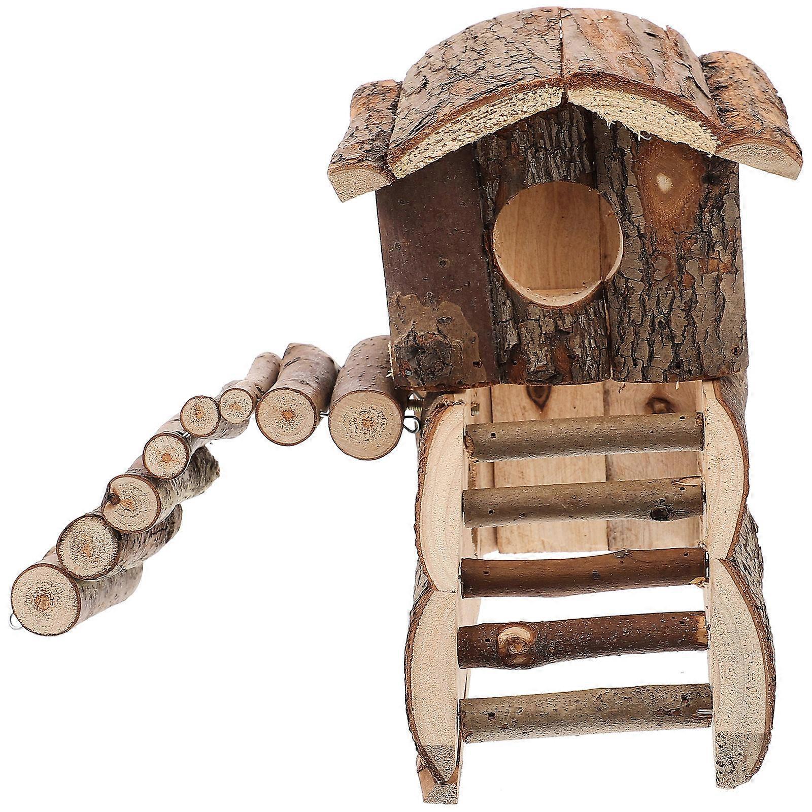 Wooden Pet House for Small Animals like Hamsters and Guinea Pigs Coffee Color Safe and Durable Nest