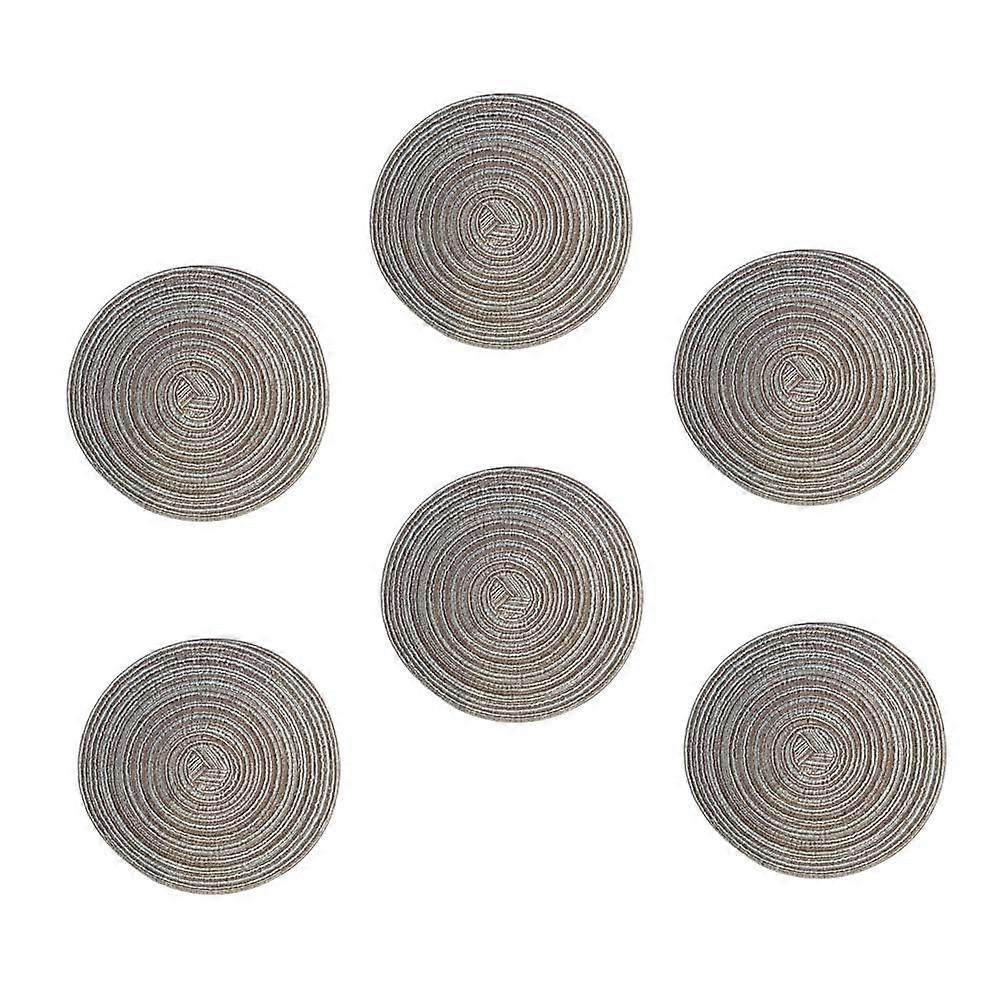 Non-slip Round Table Mats 6 Pcs Heat Resistant Cotton Linen Woven Dining Table Coasters For Family Users And Kitchen Use