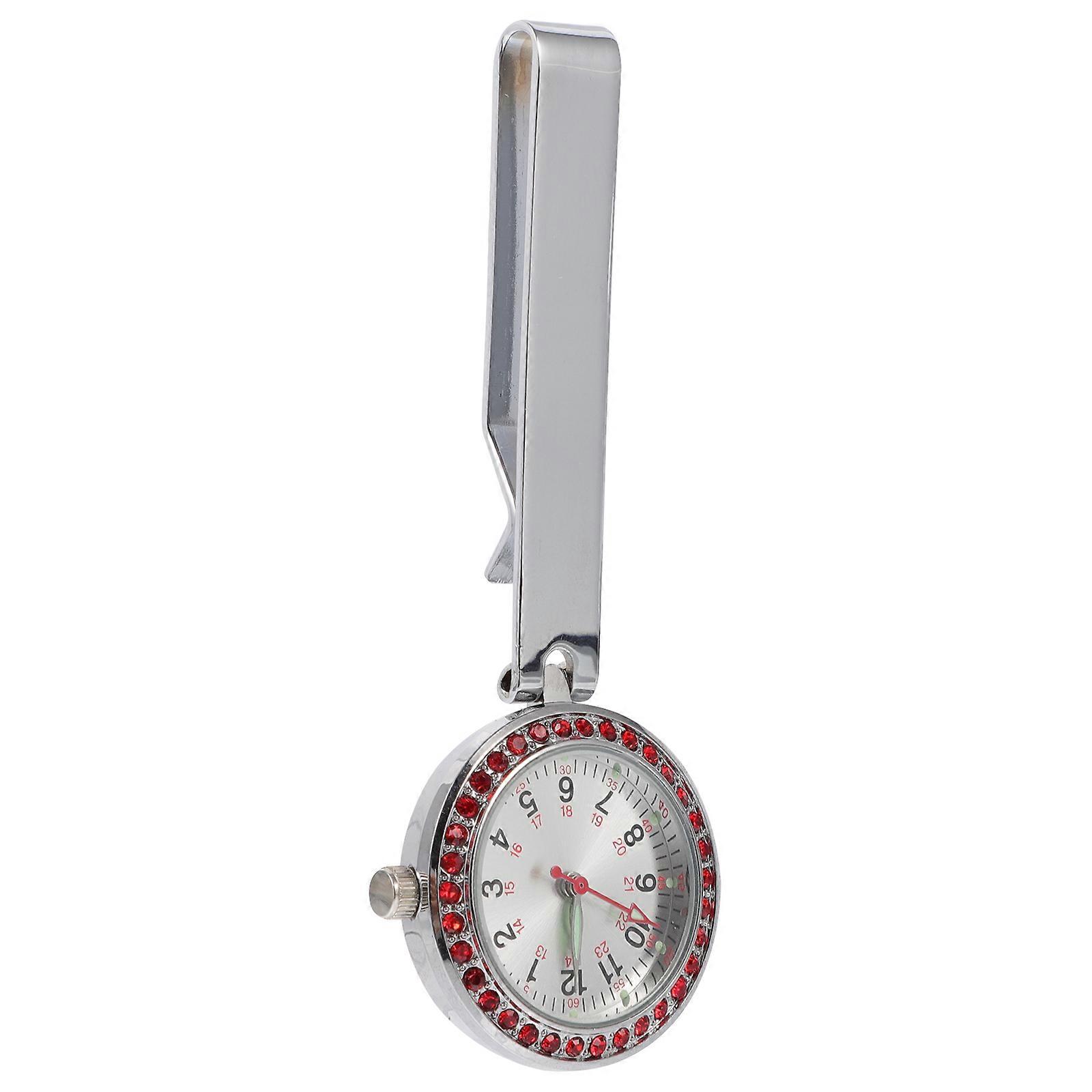 Luminous Chest Watch For Doctors Simple Design Medical Occasions Red 1Pcs Timekeeping