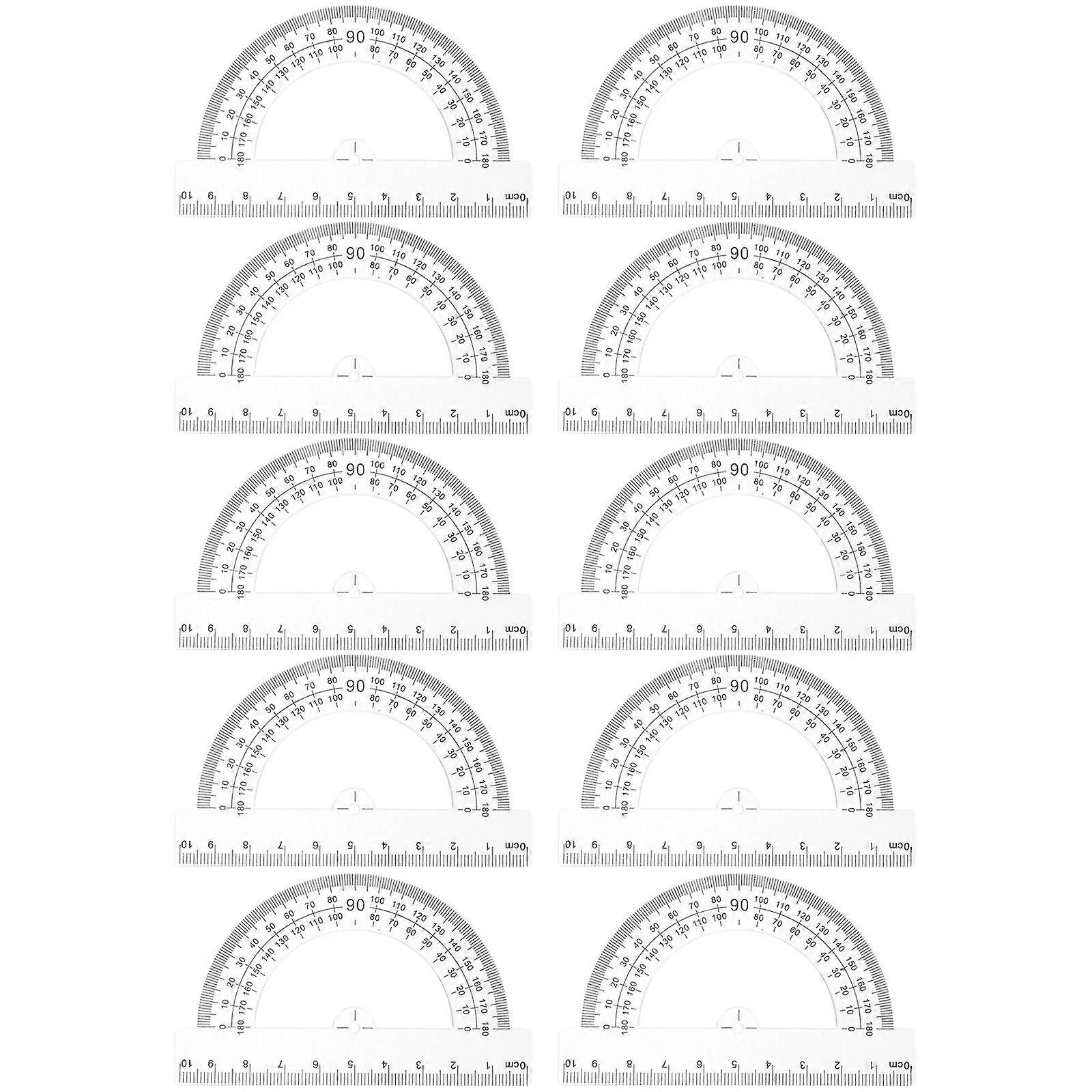 Plastic Half Circle Protractor 10pcs Set Accurate Measurement Tool for Students and Professionals in Geometry, Drawing, and Design Lightweight