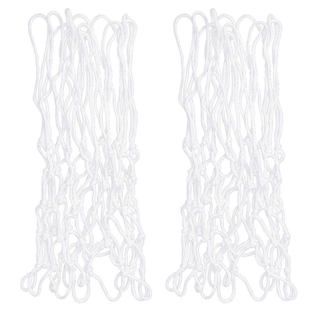 Durable Basketball Playing Net for Outdoor Use White Synthetic Material 2pcs