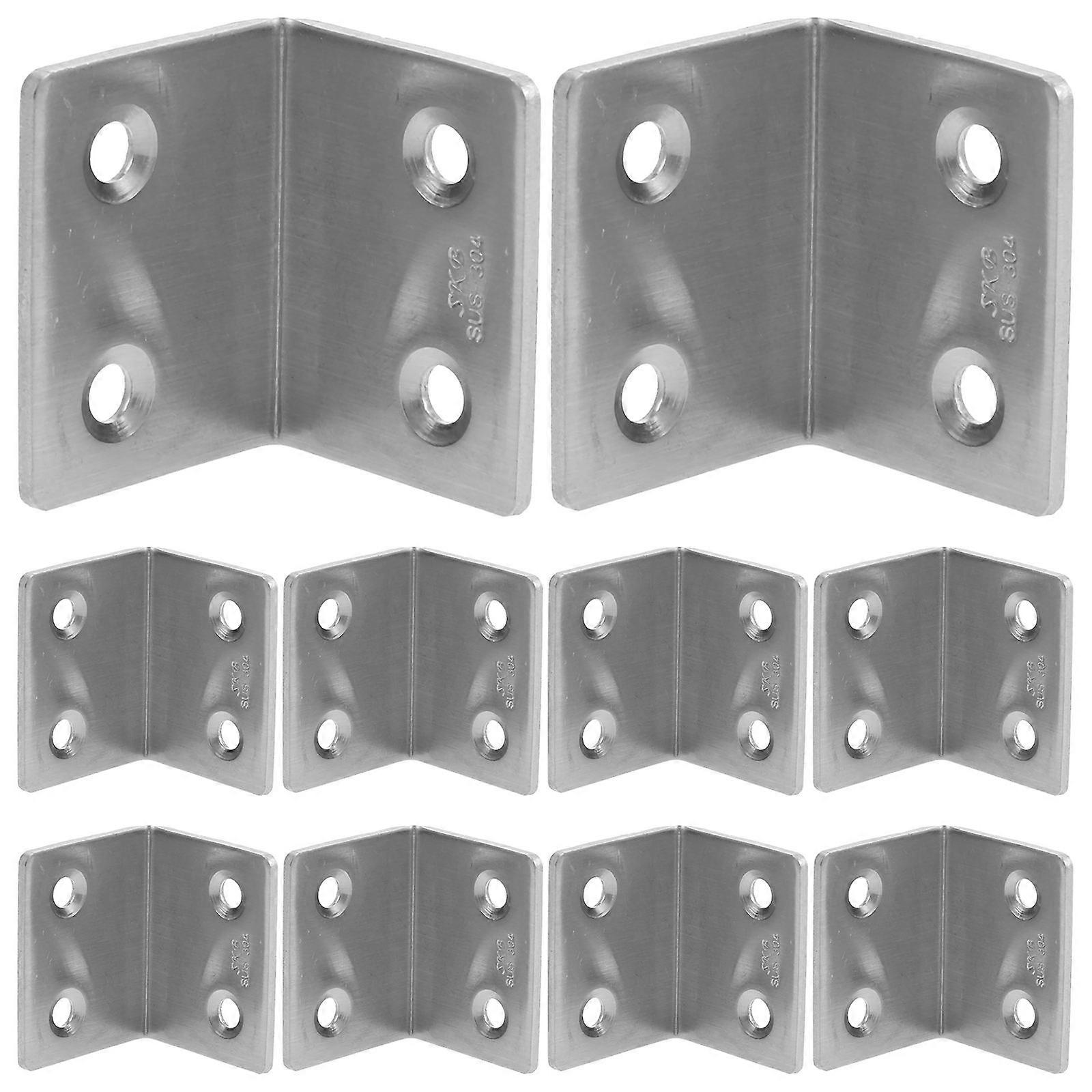L Shaped Corner Brackets for Furniture with Stainless Steel Material Silver Color 10pcs